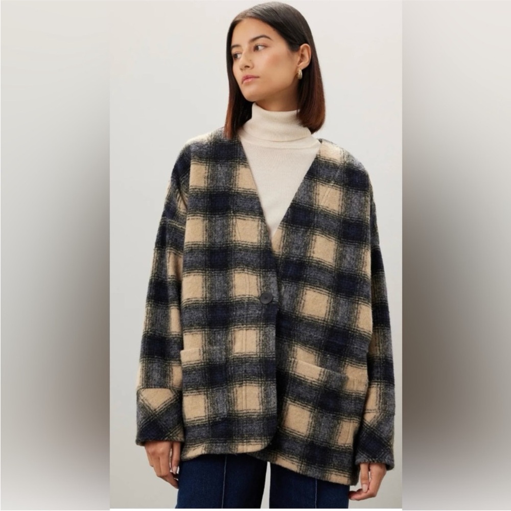 Madewell Brushed Jacquard Wrap-Front Cardigan in Plaid